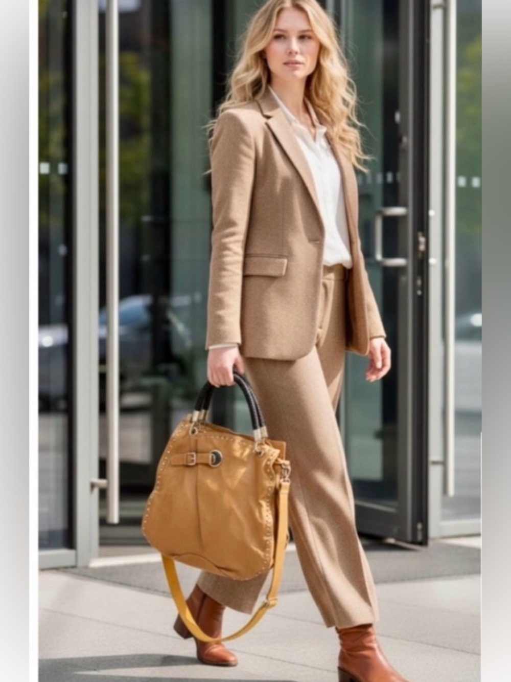 Tan Leather Bag commuter travel slouchy crossbody shoulder bag adjustable strap